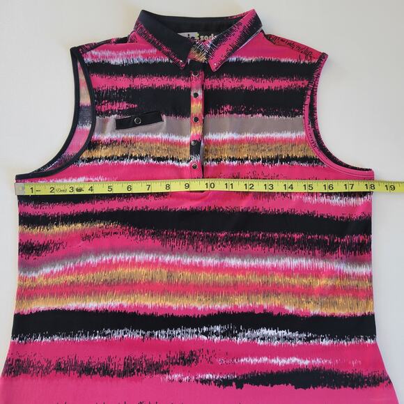 Jamie Sadock Polo Shirt Womens Small Black Pink Sleeveless Golf Tennis - Picture 6 of 7